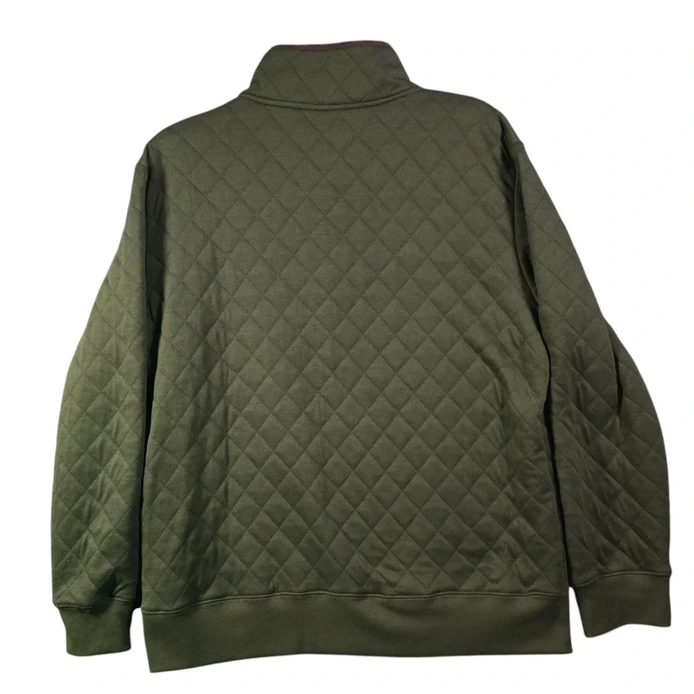 Wilkens Bros Heritage Collection Mens Large Olive Green Quilted Snap Pullover